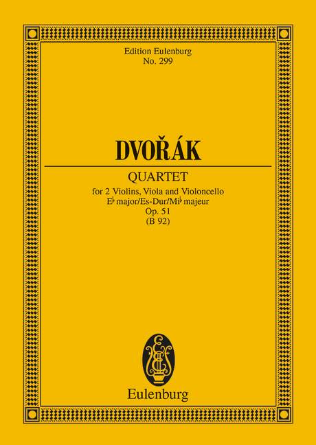 Dvorak: String Quartet Eb major Opus 51 B 92 (Study Score) published by Eulenburg